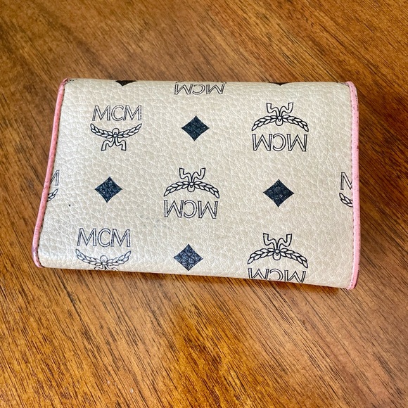 MCM Visetos Studded Trifold Wallet Paste Pink Purple - Picture 3 of 14